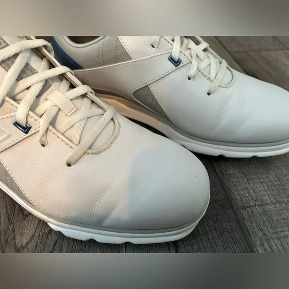 FootJoy Pro SL Men's Spikeless Golf Shoes Size 9 W Leather White Silver Blue - Picture 10 of 13